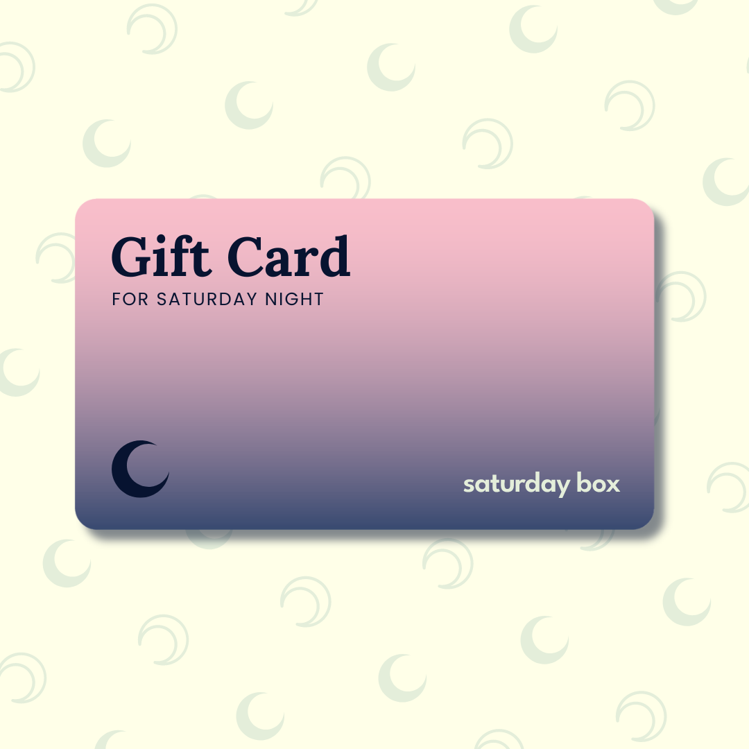 Image of gift card for Saturday Box. 