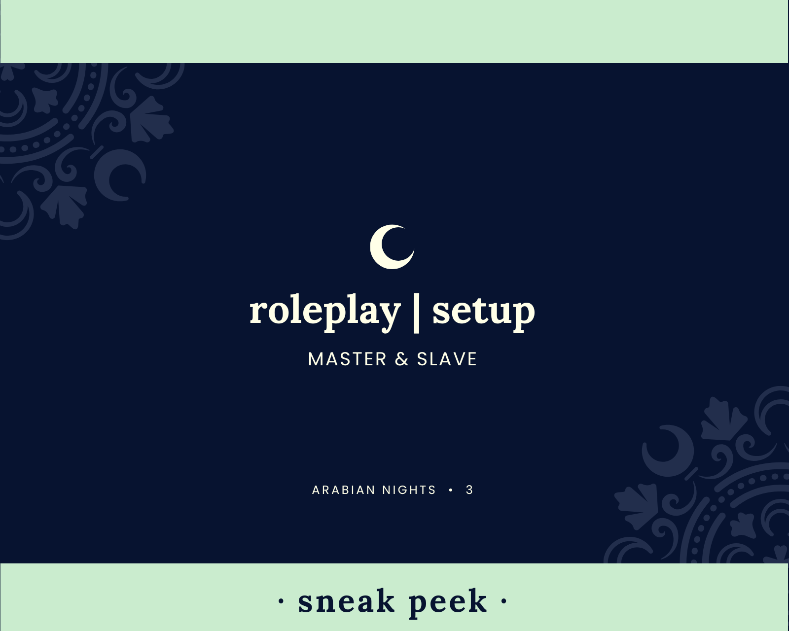 Sneak peek of front of roleplay setup card from Arabian Nights set