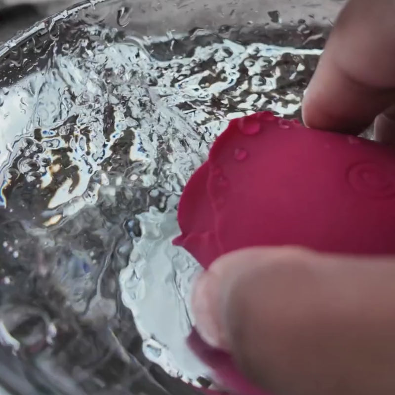 A video of the rose toy vibrating in water