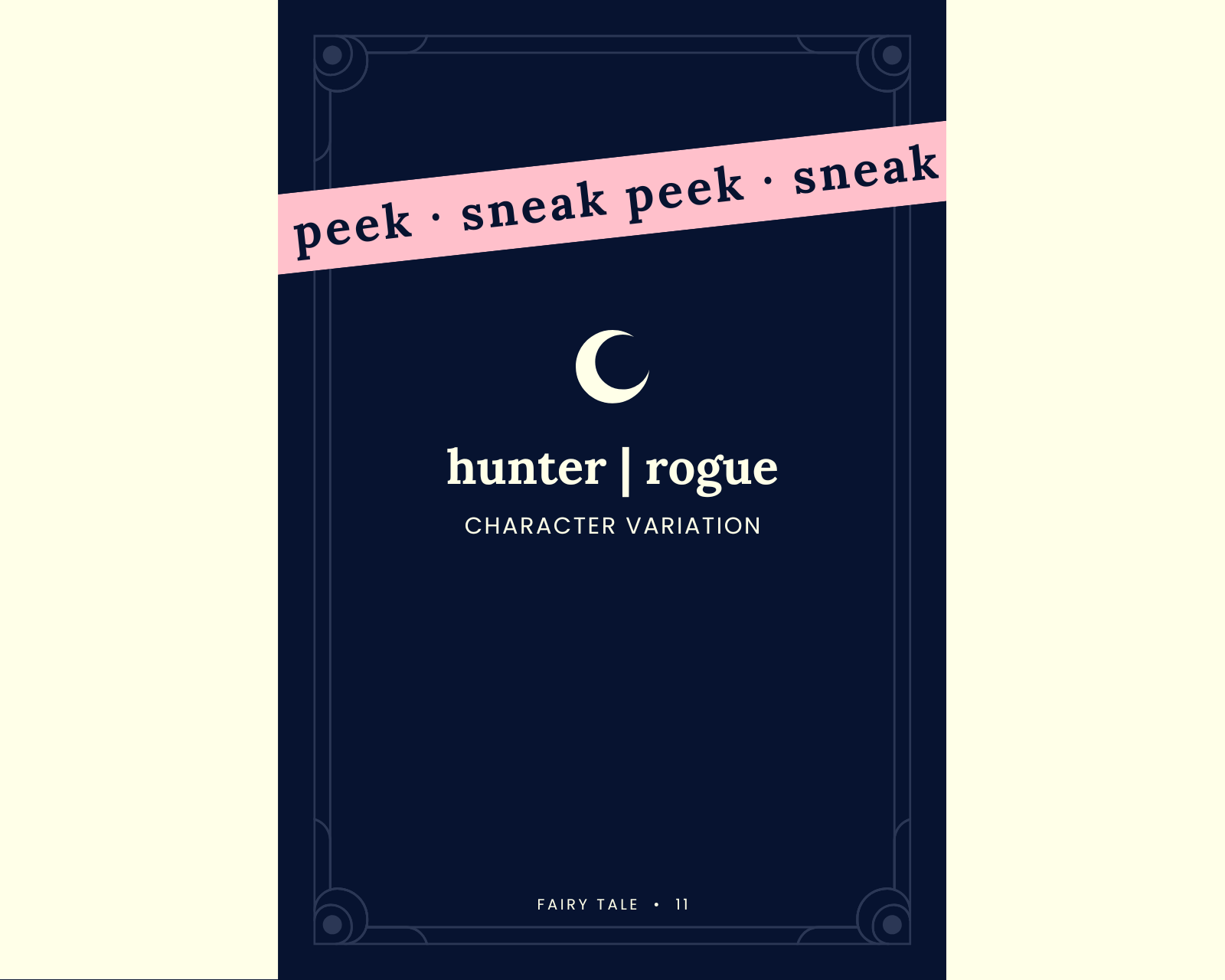 Sneak peek of back of hunter | rogue character card from Fairy Tale set