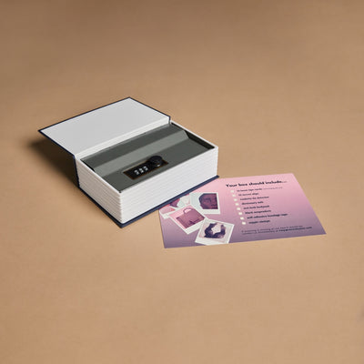 Open dictionary safe on top of table of contents card from Loose Lips set