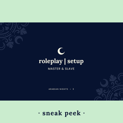 Sneak peek of front of roleplay setup card from Arabian Nights set