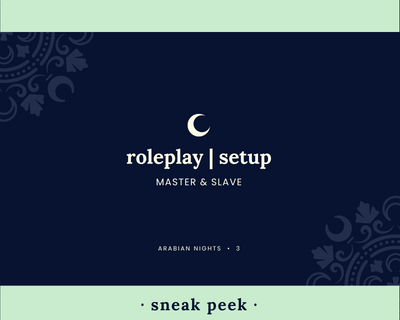 Sneak peek of front of roleplay setup card from Arabian Nights set