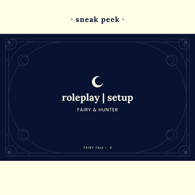 Sneak peek of front of roleplay setup card from Fairy Tale set