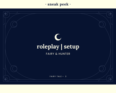 Sneak peek of front of roleplay setup card from Fairy Tale set